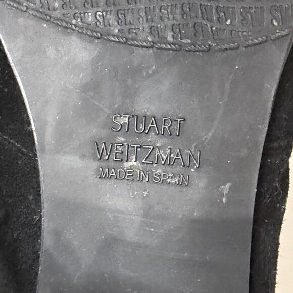 Stuart Weitzman Hiline Black Suede OTK Boots 3.5” Block Heel Size 10M Rare Chic - Picture 15 of 16